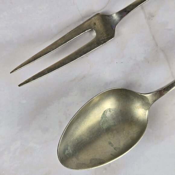 Vintage Haddad Jezzine Silver Plated Fork and Spoon Set Phoenix Bone Handles - Picture 5 of 7